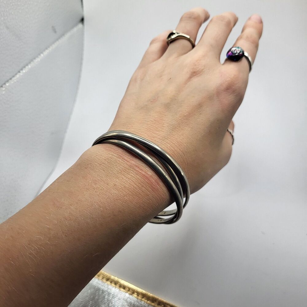 3 Interlocking Bangle Bracelets Stainless Steel 2… - image 2